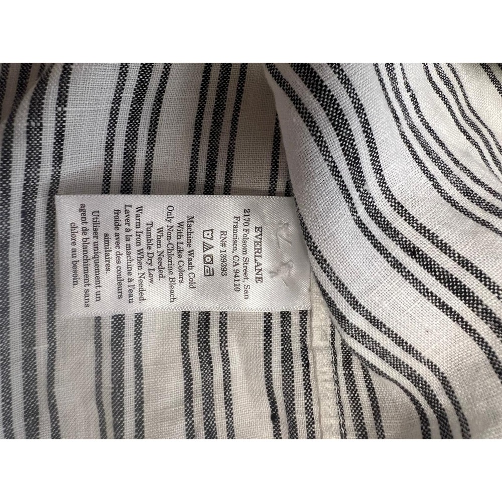 Everlane Linen Button Down Shirt Mens XS White Black Stripe Long Sleeve - Picture 10 of 13
